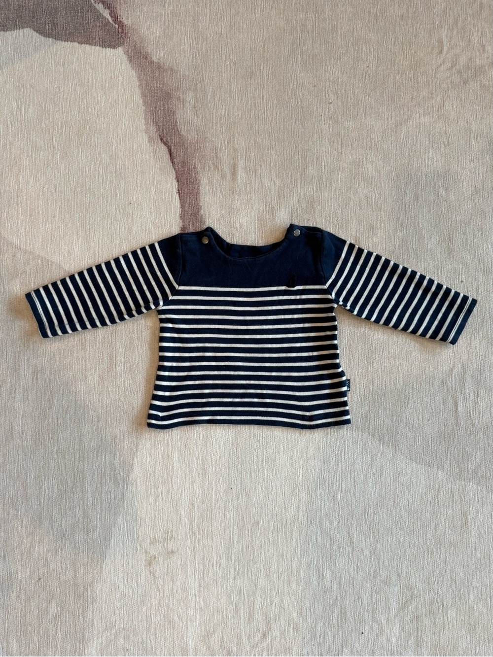 JoJo Maman Bebe Nautical Navy and White Breton Long-Sleeve Top